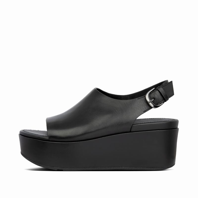 FitFlop Eloise Ankle Strap Leder Schwarz - FitFlop Keilsandalette Damen Schweiz [NDOX-67258]